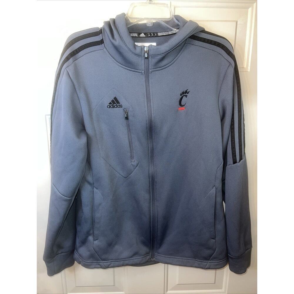 Adidas Cincinnati Bearcats Hoodie Men’s Full Zip Size Small Gray Black Climawarm